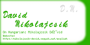 david mikolajcsik business card